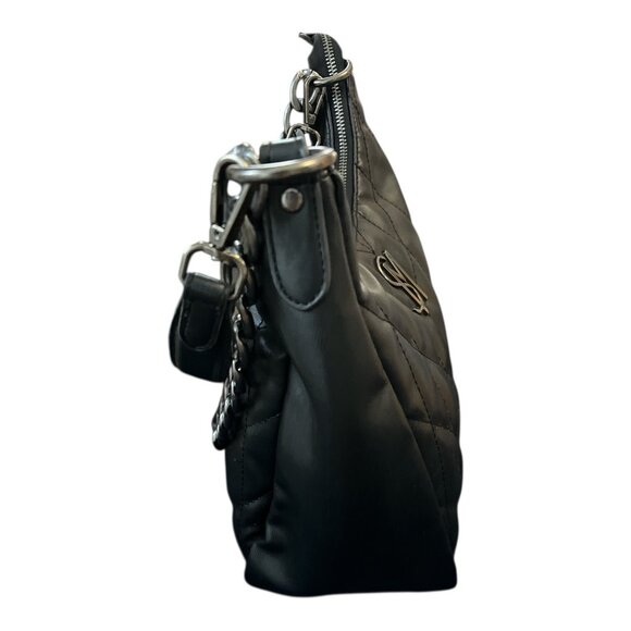 Steve Madden Quilted Black Shoulder Bag – Gunmetal Chain Strap - Picture 7 of 13